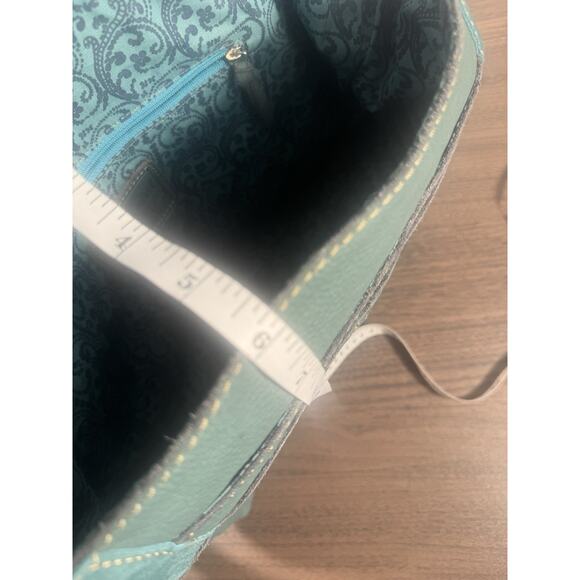 Fossil Green Leather & Orange suede crossbody bag. VTG boho fossil flap bag - Picture 13 of 14